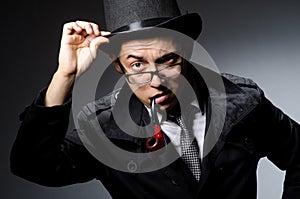 Funny detective with pipe