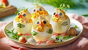 Funny deviled egg chicks for Easter