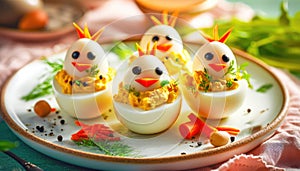 Funny deviled egg chicks for Easter