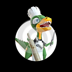 Funny dinosaur cook
