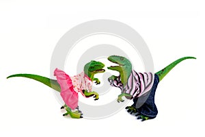 funny dinosaur couple on white