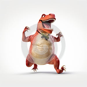 Funny Dinosaur With Open Mouth And Tie - 3d Illustration