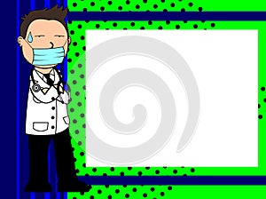 Funny doctor kid cartoon expression frame background