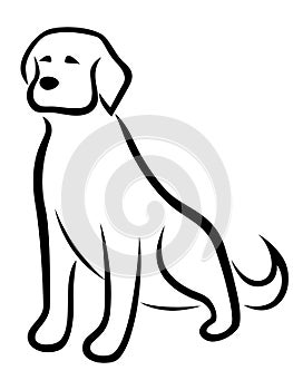 Funny dog black outline isolated on the white background