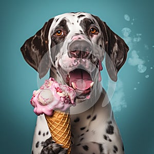funny dog eating icecream