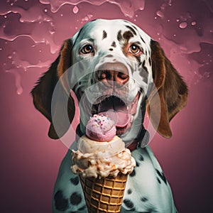 funny dog eating icecream