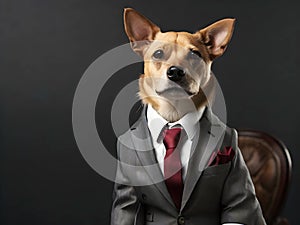 Funny dog portrait in the suit