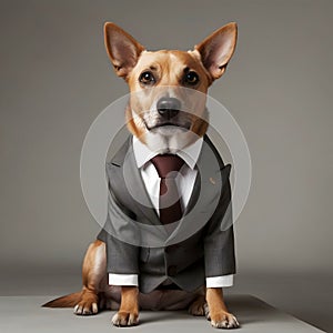 Funny dog portrait in the suit