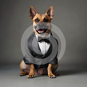 Funny dog portrait in the suit