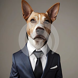 Funny dog portrait in the suit