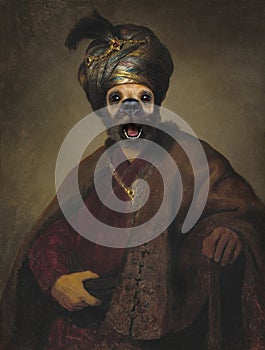 Funny Dog, Rembrandt Spoof, Oil Painting photo
