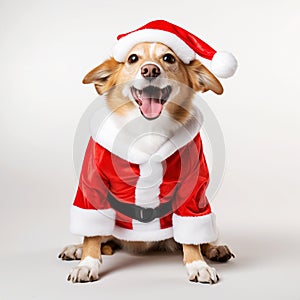 Funny dog in santa hat isolated