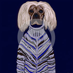 Funny dog in sweater portrait ai generated