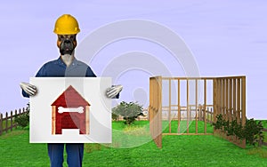 Funny Doghouse Home Improvement Illustration