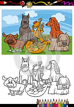 Funny dogs cartoon coloring book