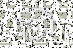 Funny dogs collection, seamless pattern for your design