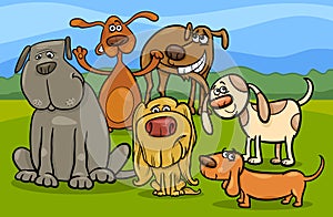 Funny dogs group cartoon illustration