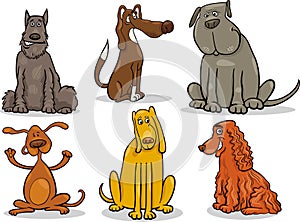 Funny dogs set cartoon illustration