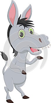 Funny donkey cartoon waving hand