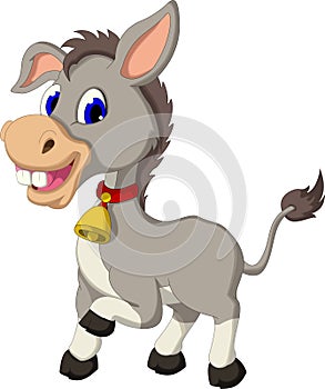 Funny donkey cartoon with wearing bell