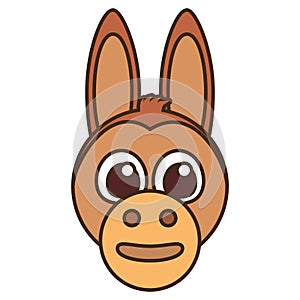 Funny donkey face isolated icon