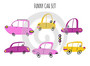 Funny doodle cars set