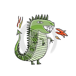 Funny Dragon character isolated on white. Symbol of Chinese New Year 2024 for your design