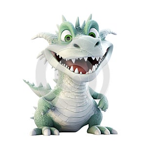 Funny dragon is smiling, transparent background photo