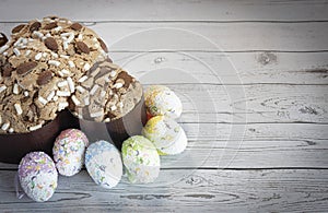 Funny Easter background with bunny, sheep and Easter eggs. Letter of wishes for Easter. With cospyspaces