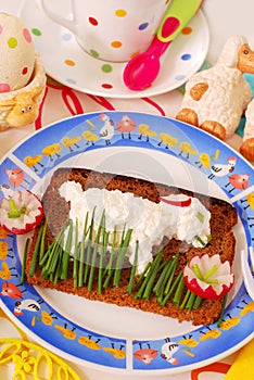 Funny easter breakfast for child