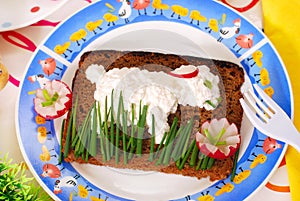 Funny easter breakfast for child
