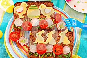 Funny easter breakfast for child