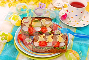 Funny easter breakfast for child