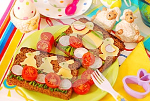 Funny easter breakfast for child