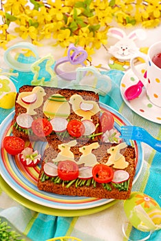 Funny easter breakfast for child