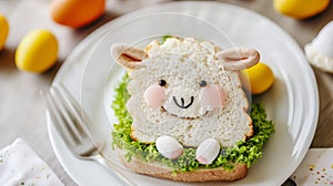 Funny easter breakfast for child. Funny easter breakfast