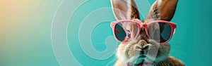 Funny Easter Bunny with Pink Shades & Bow Tie for Cool Greeting Card