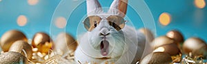 Funny Easter Bunny with Shades & Golden Eggs - Cool Holiday Greeting Card Idea