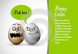 Funny easter card with easter eggs