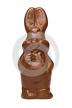 Funny Easter chocolate bunny isolated with clipping path