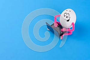 Funny Easter egg working on a notebook computer