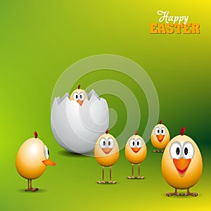 Funny Easter eggs chicks - background illustration - Happy easter card