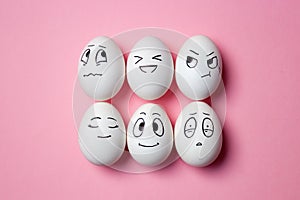 Funny Easter eggs with facial expressions