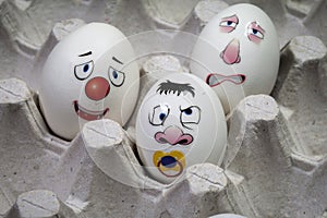 Funny Easter eggs - various faces