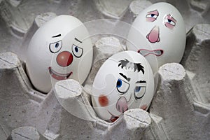 Funny Easter eggs - various faces
