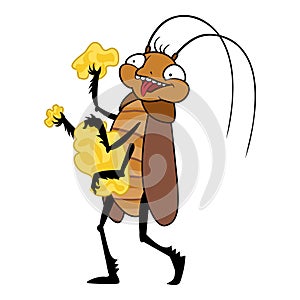 Funny eat cockroach icon cartoon vector. Vermin creepy