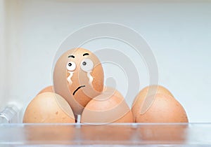 Funny eggs expressions concept with crying/sadness emotions.