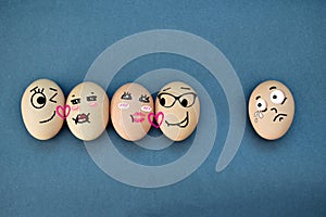 Funny eggs expressions concept with different emotions.