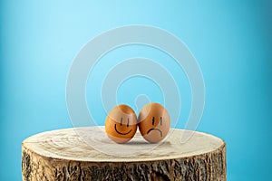 funny eggs with face feeling.