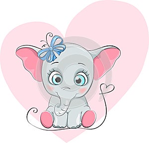 Funny elefant with blue bow